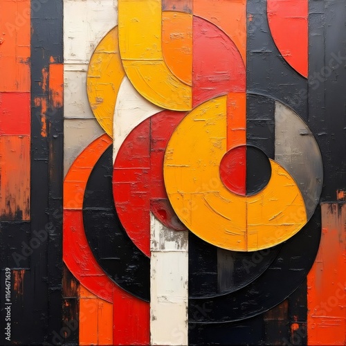 Armonía cromática de curvas abstractas en un lienzo de contrastes vibrantes
