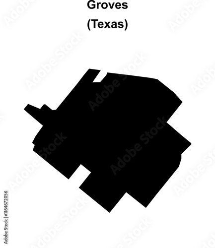 Groves (Texas) blank outline map