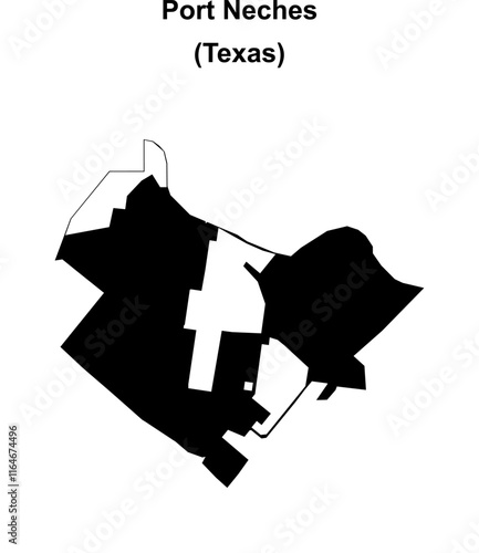 Port Neches (Texas) blank outline map
