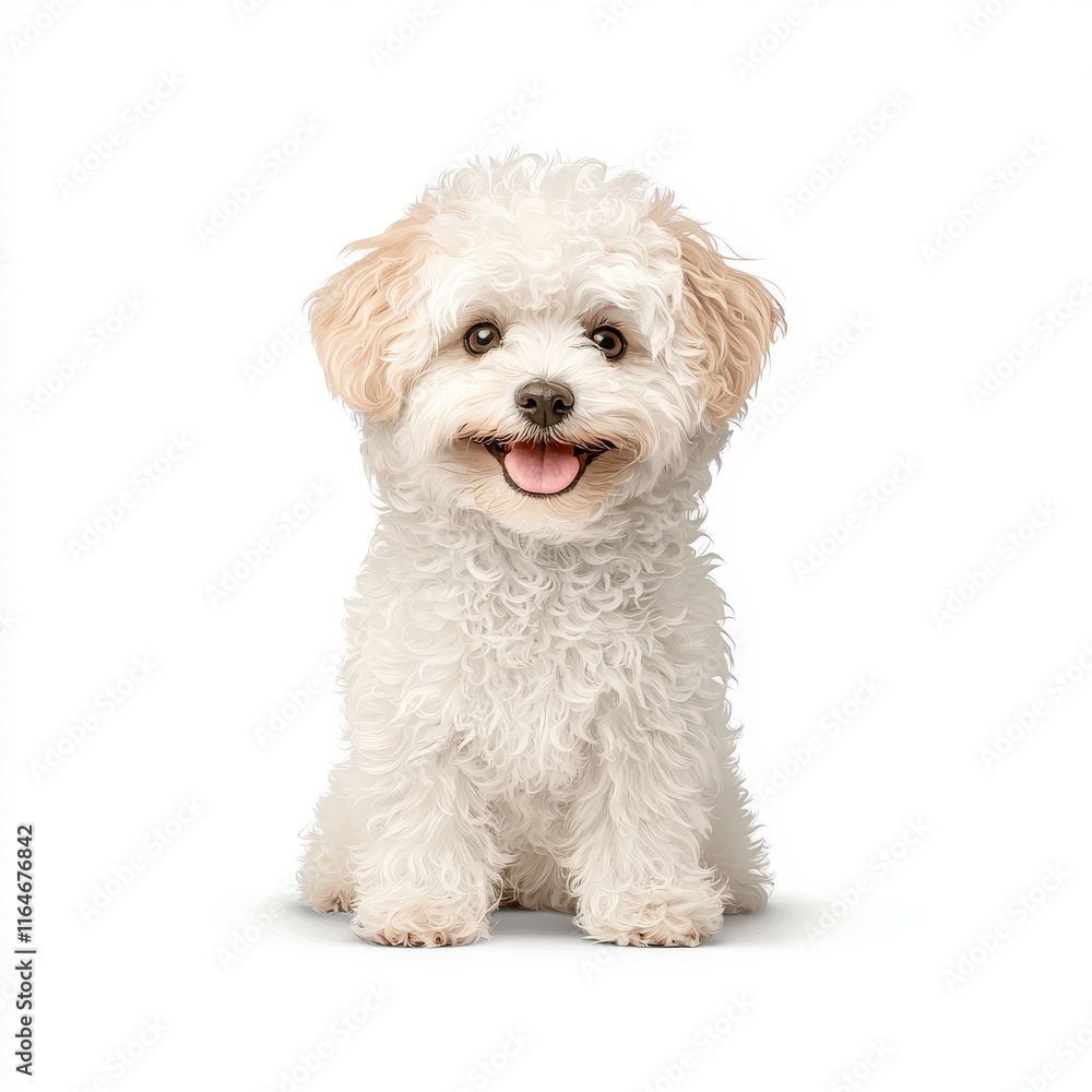 A cheerful, fluffy Bichon Frise sitting happily, showcasing its playful nature and adorable features. A cheerful, fluffy Bichon Frise sitting happily, showcasing its playful nature and adorable features.