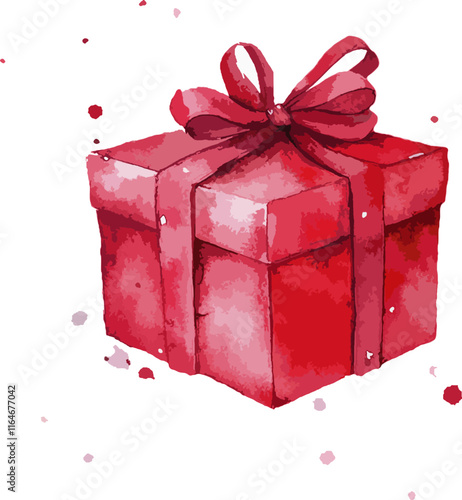 Adobe IllustrVector red watercolor colorful gift box on white background. Beautiful collection of painted holiday gifts. Isolated clipart for design of postcard, flyer, poster, bannerator Artwork