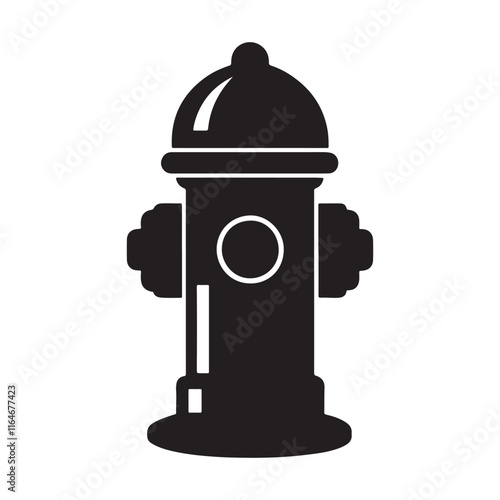 fire hydrant silhouette, black and white silhouette, vector and illustration