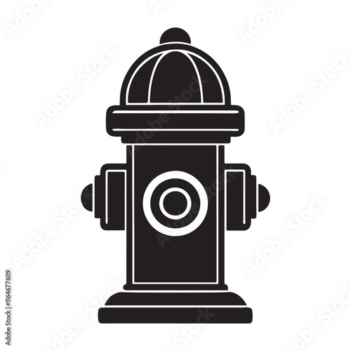 fire hydrant silhouette, black and white silhouette, vector and illustration