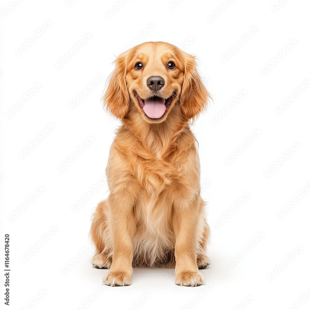 A cheerful golden retriever sitting confidently, showcasing its friendly demeanor and beautiful coat. A cheerful golden retriever sitting confidently, showcasing its friendly demeanor and beautiful coat.