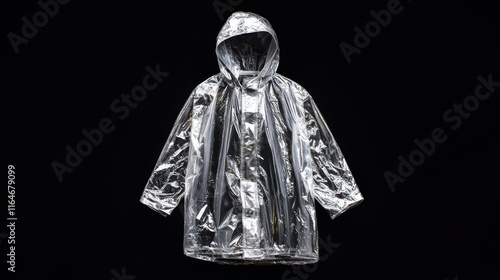 A rain-resistant black poncho on a black background photo