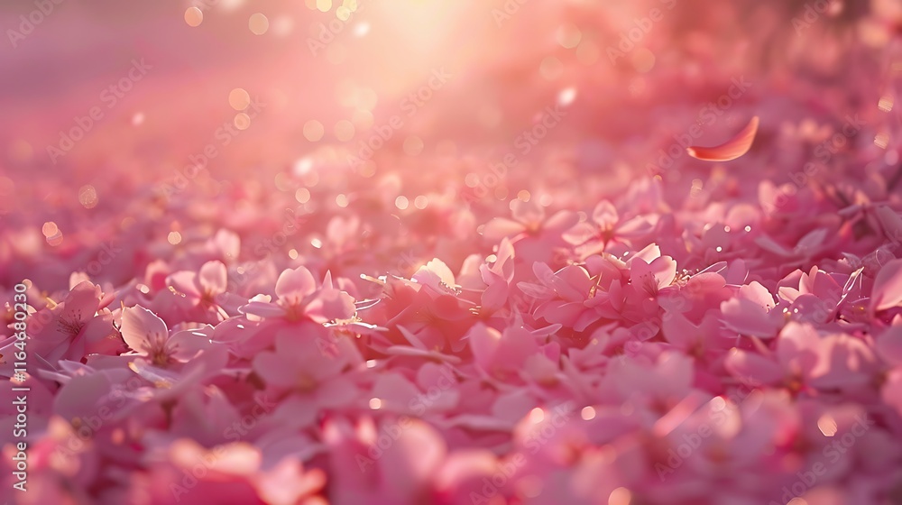 A close-up of cherry blossom petals scattered on the ground A close-up of cherry blossom petals scattered on the ground
