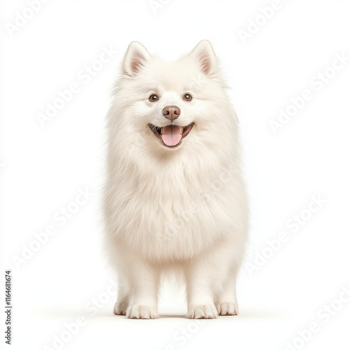 Wallpaper Mural A cheerful white Samoyed dog stands proudly, showcasing its fluffy coat and friendly expression. Torontodigital.ca