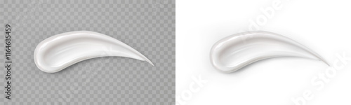 Cream texture stroke isolated on transparent background. Facial creme, gel or body lotion skincare template. Vector face cosmetic product smear swatch