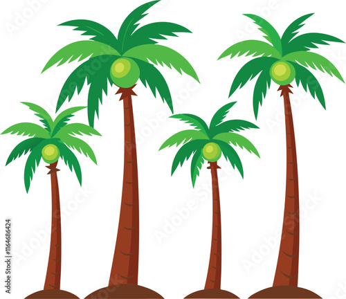 coconut tree set vector illustration on white background silhouette art black white stock illustration 