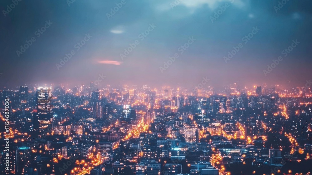 Obraz premium Modern Cityscape at Night with Bright Lights