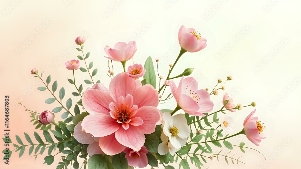 Vibrant Floral Bloom Arrangement in Soft Peach and Mint Green Vibrant Floral Bloom Arrangement in Soft Peach and Mint Green