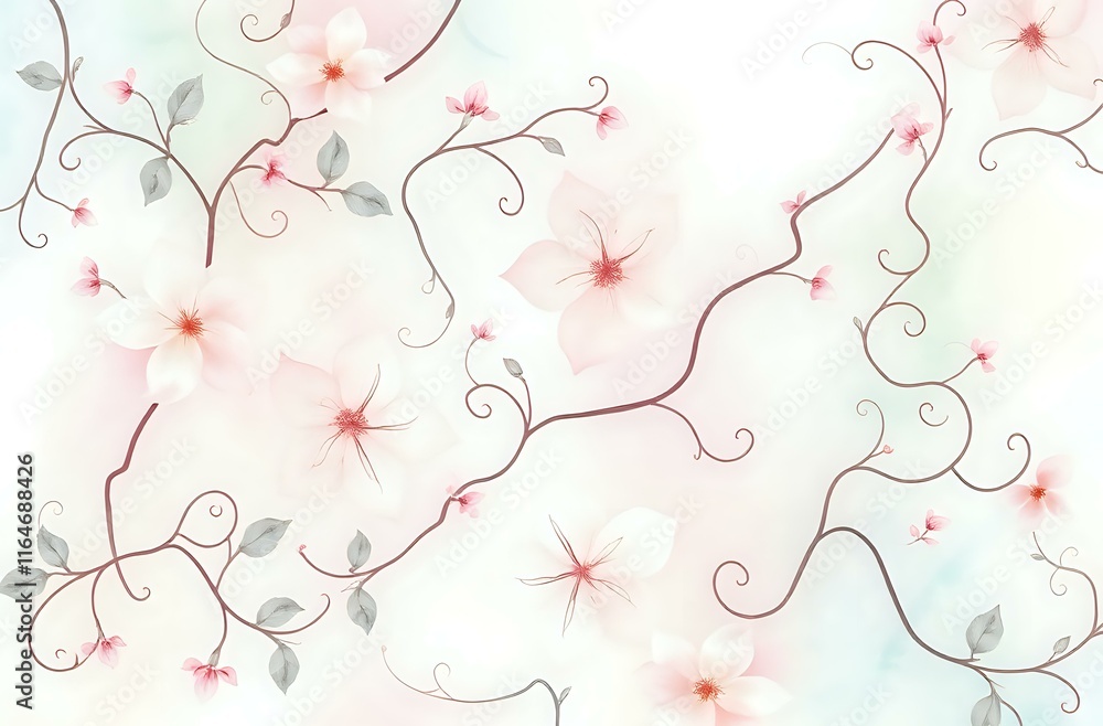 Fototapeta premium Delicate Pink Floral Botanical Background