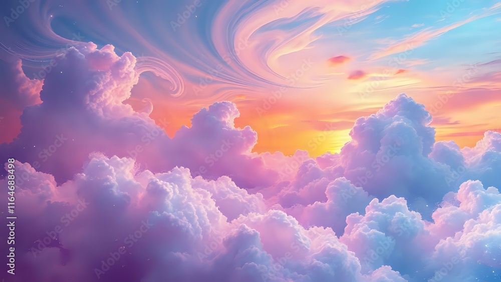 custom made wallpaper toronto digitalMythical Skies at Sunset - Dreamy Cloudscape with Majestic Creatures