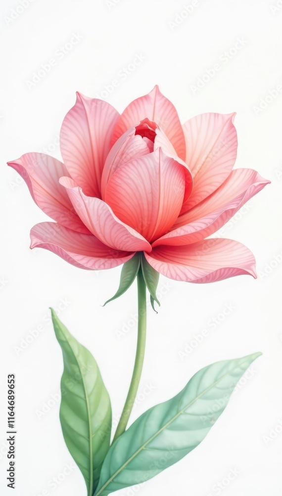 Obraz premium Delicate watercolor petals of a blooming flower against a soft white background, watercolor, nature, garden