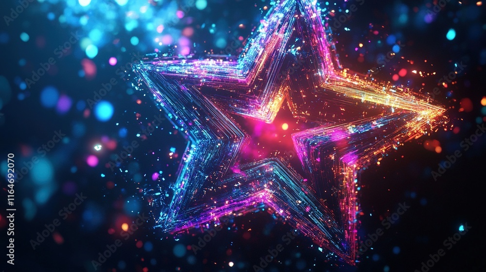 Glowing starburst with vibrant colors and particles. Glowing starburst with vibrant colors and particles.