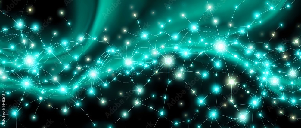 Obraz premium Luminous Nebula at Night - Art Nouveau Cybernetic Galaxy