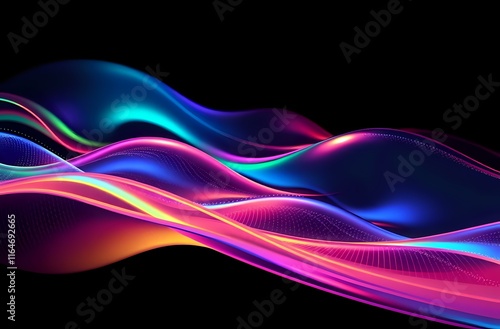 Cosmic Holographic Waves - Futuristic Abstract Design
