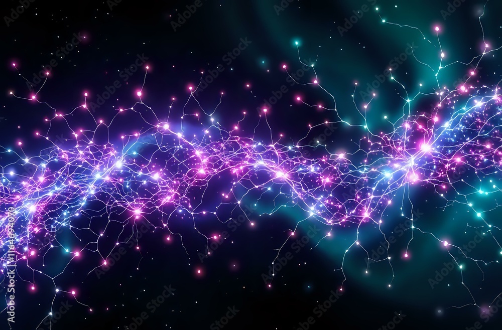 Cosmic Galaxy Night: Pink & Purple Nebula with Moving Light Trail Cosmic Galaxy Night: Pink & Purple Nebula with Moving Light Trail