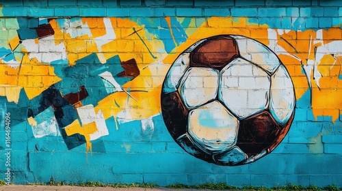 Mural wall with a football theme