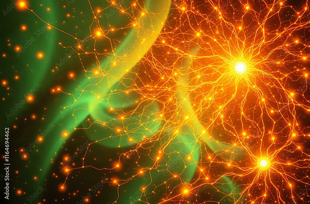 Alien Neural Network in Northern Lights Glow Alien Neural Network in Northern Lights Glow