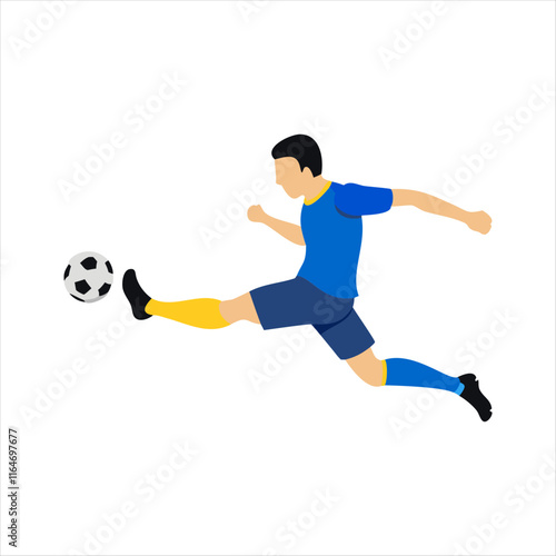 black vector of soccer player silhouette in dynamic movement, minimalist logo style