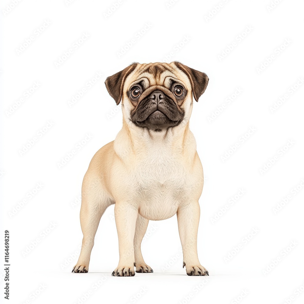A playful pug stands proudly, showcasing its unique charm and personality, perfect for pet lovers and animal photography. A playful pug stands proudly, showcasing its unique charm and personality, perfect for pet lovers and animal photography.
