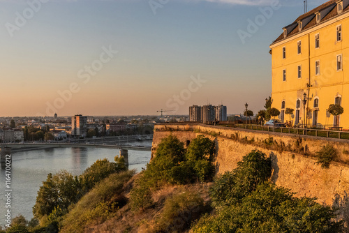 View of Danube river from Petrovaradin Fortress in Novi Sad, Serbia