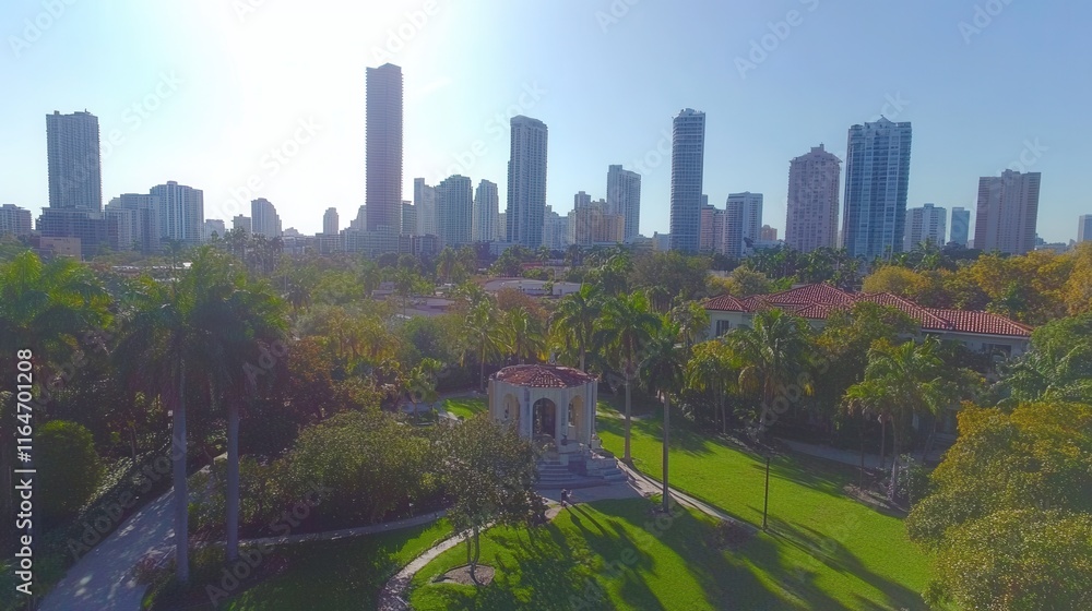 Fototapeta premium Aerial View of Green Spaces in Urban Environment