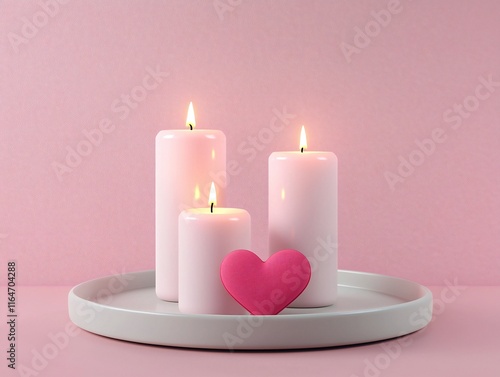 Valentine's Day Romantic Pink Candles Heart Tray Valentine s Day Decor photo