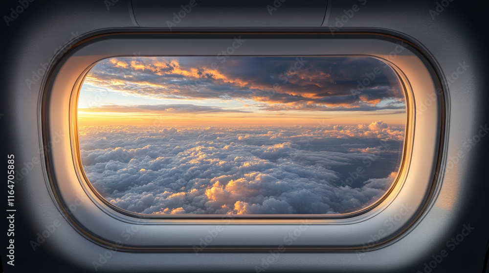 Fototapeta premium view from airplane window isolated on white background 