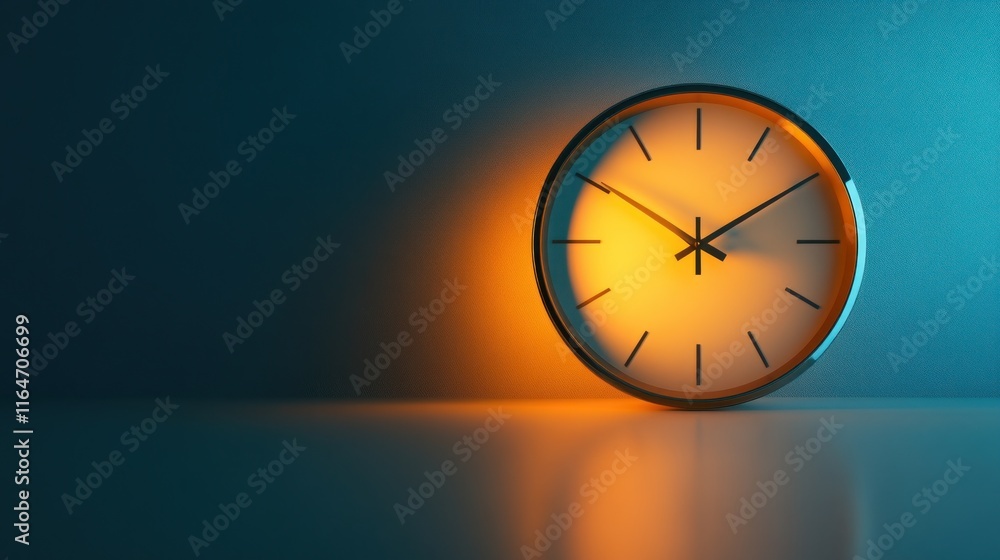 custom made wallpaper toronto digitalIlluminated clock on a dark background.
