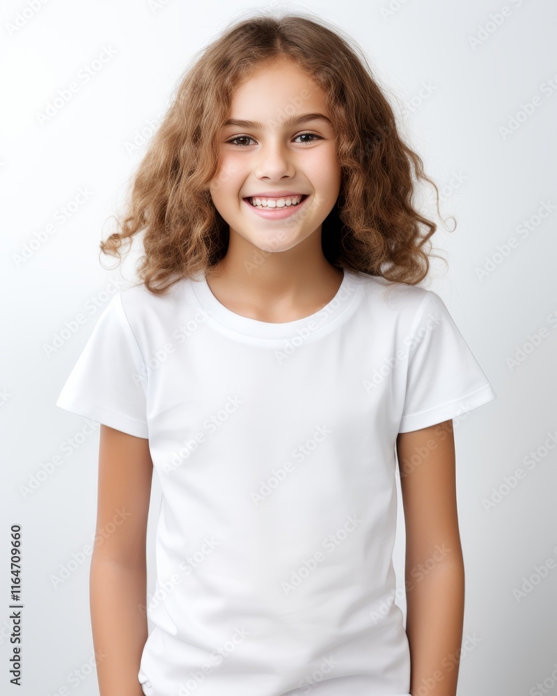 Smiling girl in minimalist white studio perfect clean backdrop for creative projects Smiling girl in minimalist white studio perfect clean backdrop for creative projects