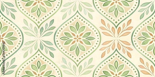 abstract geometrical seamless pattern. hand painted green ornament on white background. monochrome watercolor texture. print for packaging paper, fabric, wrapping gifts, scrapbooking wallpaper 
