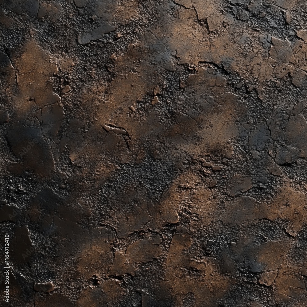 Fototapeta premium Deep dark brown rubber texture with rough matte surface and weathered patterns