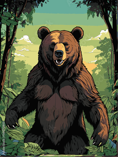 grizzly bear vector art for graphic design needs 