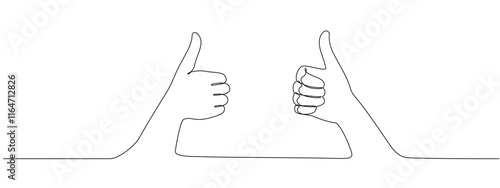 Fotografie Thumbs up in one continuous line