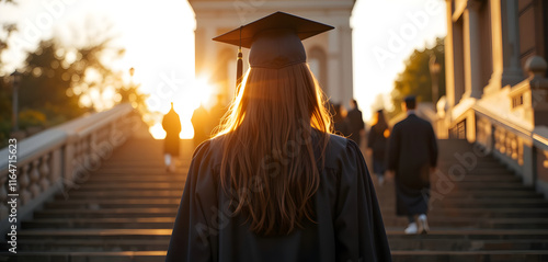 Wallpaper Mural Graduating Student Ascends Steps at Sunset Torontodigital.ca