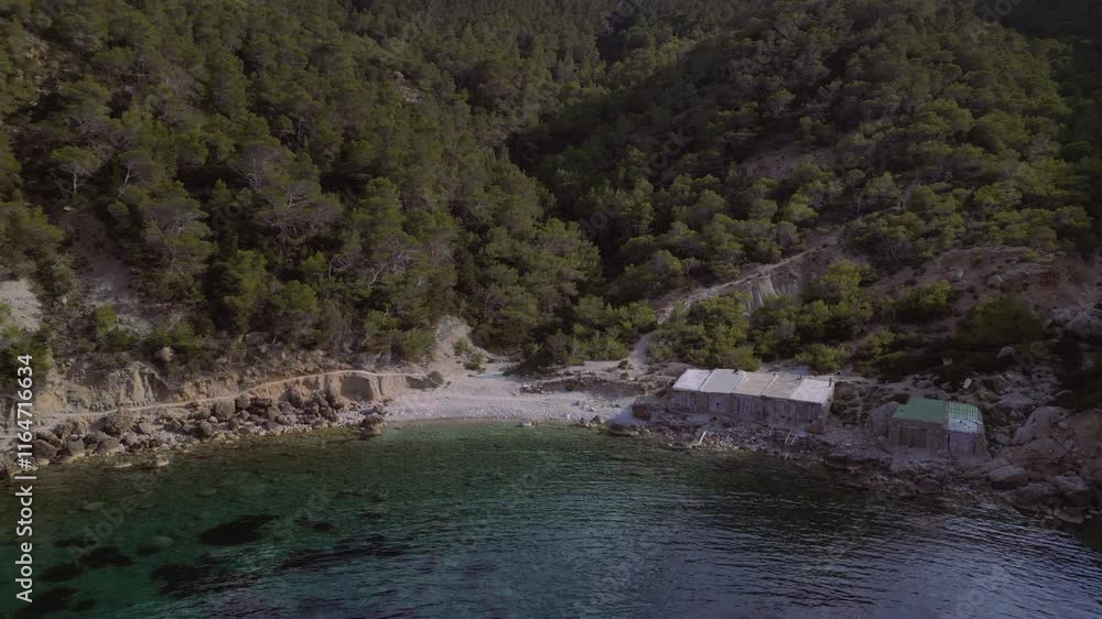 Vistas desde el aire de la playa de Es Portitxol, Ibiza Vistas desde el aire de la playa de Es Portitxol, Ibiza