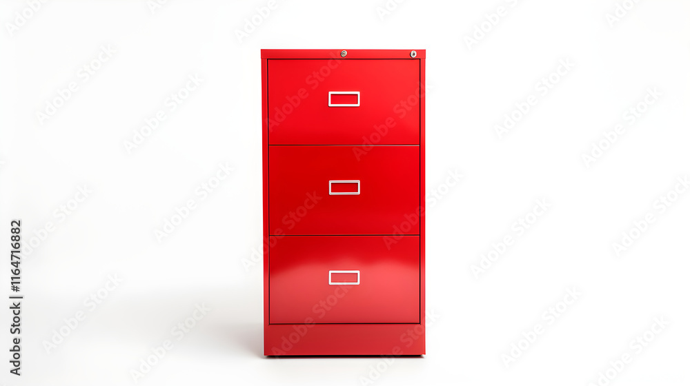 Modern Four-Drawer Metal Filing Cabinet in Office Setting, Depicting Efficiency and Organization Modern Four-Drawer Metal Filing Cabinet in Office Setting, Depicting Efficiency and Organization