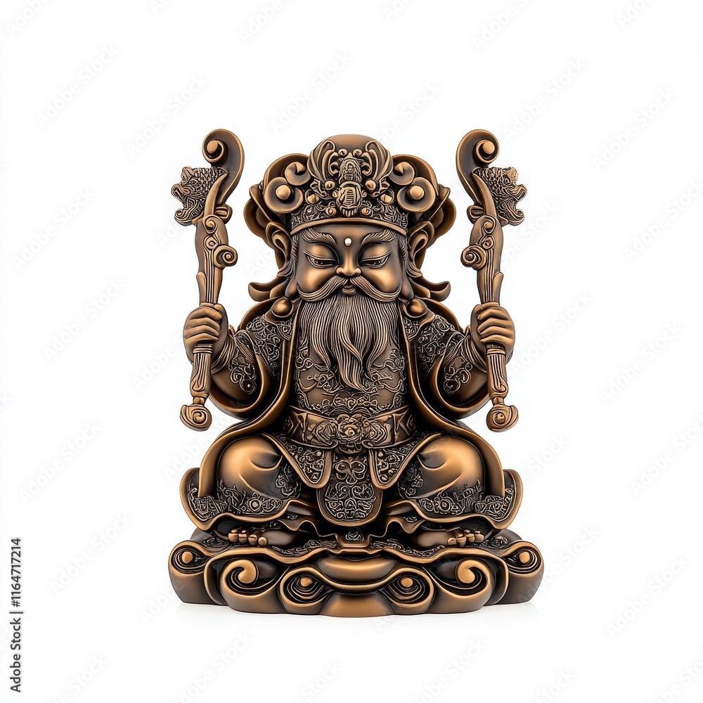 Fototapeta premium A detailed bronze statue of a deity, showcasing intricate craftsmanship and cultural significance, ideal for art and spirituality.