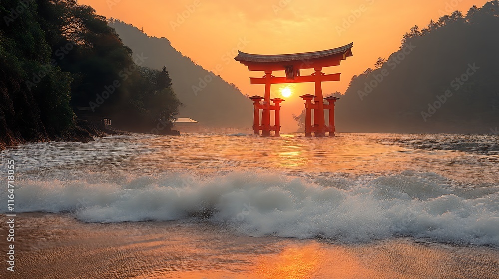 Sunrise Illuminates Iconic Japanese Torii Gate Sunrise Illuminates Iconic Japanese Torii Gate