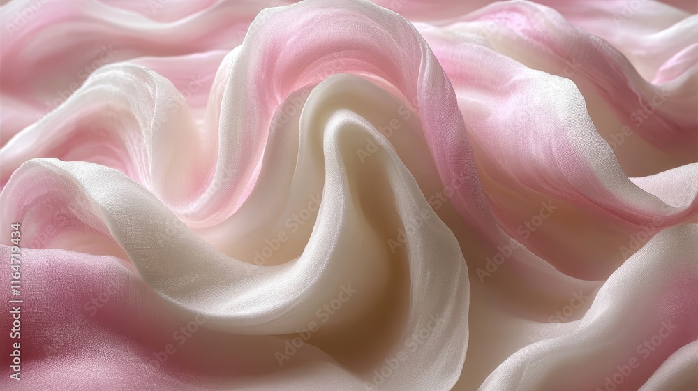 Elegant Close-Up of Pink Silk Fabric Displaying Flowing Waves and Textures with Soft White Highlights Creating a Luxurious and Delicate Visual Experience Elegant Close-Up of Pink Silk Fabric Displaying Flowing Waves and Textures with Soft White Highlights Creating a Luxurious and Delicate Visual Experience