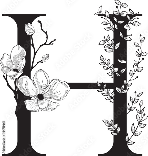 font lettering decorative floral series 