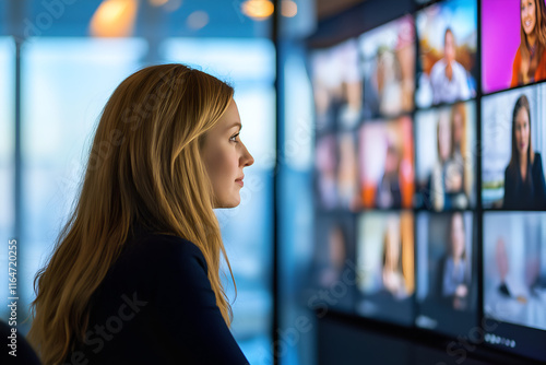 European woman leading a virtual meeting