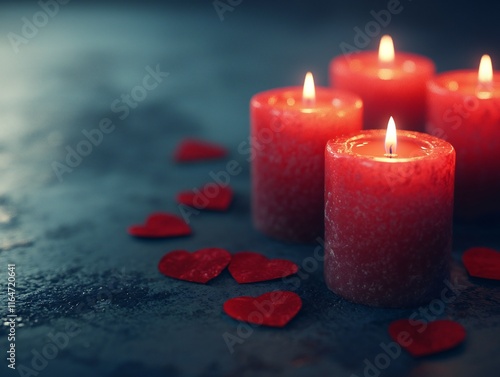 Valentine's Day Romantic Red Candles Hearts Valentine s Day Love Romance photo