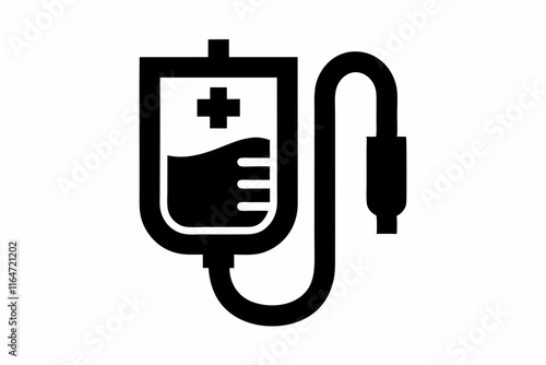 creative medical iv bag icon concept