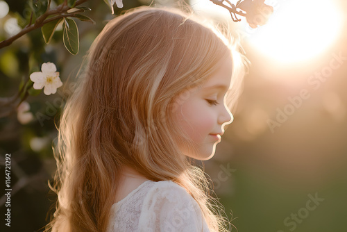 Small girl in the garden