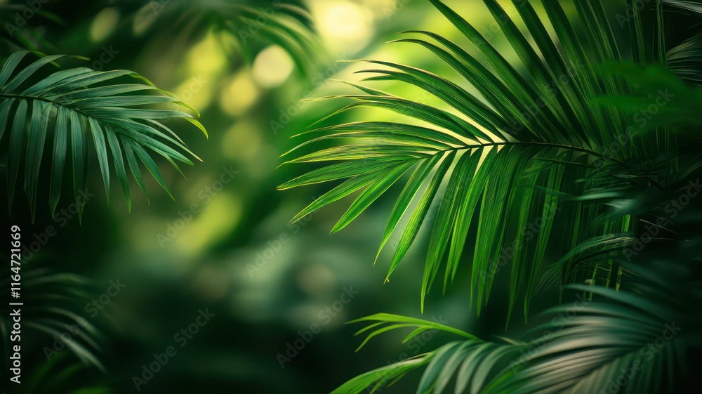 Obraz premium Tropical leaves background created with Generative AI