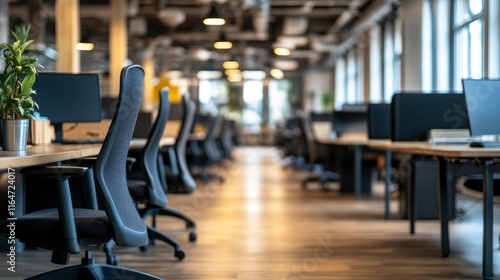 Wallpaper Mural Blurred empty open space office. Abstract light bokeh at office interior background for design. Torontodigital.ca