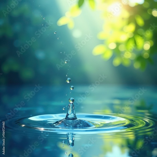 Wallpaper Mural Gentle water drops falling in a serene abstract background, copy, drops Torontodigital.ca